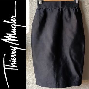 Thierry Mugler Vintage Silk Black Pencil Skirt